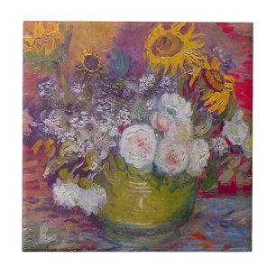 Carreau Bowl avec des tournesols et des Roses par Vincent