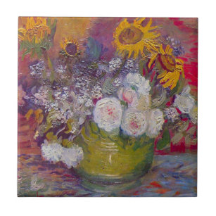 Carreau Bowl avec des tournesols et des Roses par Vincent 