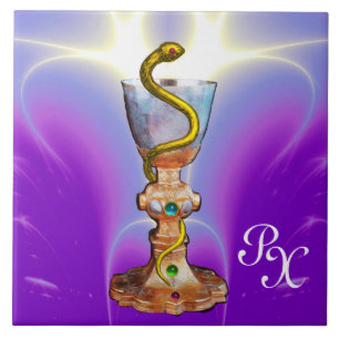 Carreau BOWL OF HYGEIA MONOGRAM Médecine, Pharmacie Purple