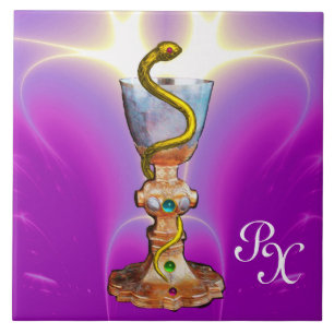 Carreau BOWL OF HYGEIA MONOGRAM Medicine, Pharmacie rose