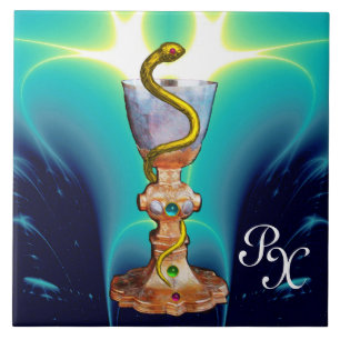 Carreau BOWL OF HYGEIA MONOGRAM Medicine, Pharmacien Blue