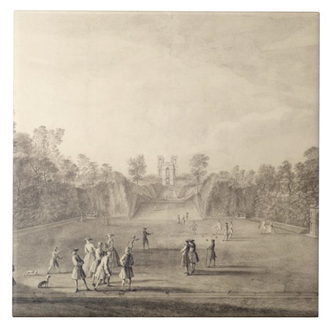 Carreau Bowling Green chez Claremont, 1738 (gravure) (Devant)