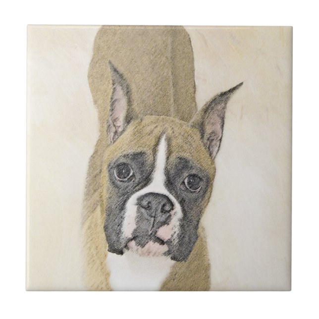 Carreau Boxer Peinture - Cute Original Chien Art (Devant)