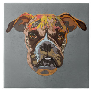 Carreau Boxer sale visage chien en céramique Carrelage