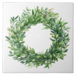 Carreau Boxwood Wreath Simple Watercolor Ferme<br><div class="desc">Un carrelage céramique parfait pour votre décoration. Un simple graphisme aquarelle a été utilisé pour fabriquer ce carrelage en céramique de la ferme.</div>