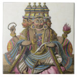 Carreau Brahma, un dieu indou de création, du 'voyage aux.<br><div class="desc">Image : 196044 Brahma,  un dieu indou de création,  de "voyage Indes aux. et d'une La Chine" par Pierre Sonnerat,  gravé par Poisson,  ont édité 1782 (gravure colorée). Sonnerat,  Pierre (1745-1814) (ensuite). Collection privée,  la collection de Stapleton.  Art,  beaux-arts.</div>