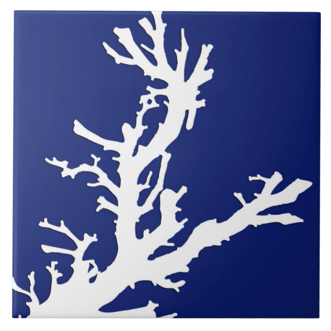 Carreau Branche de corail - bleu marine et blanc (Devant)