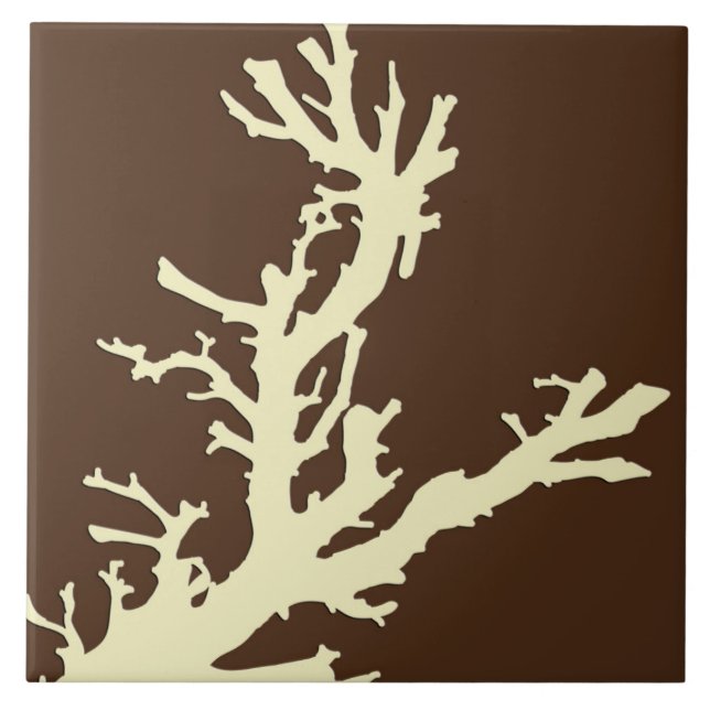 Carreau Branche de corail - cacao brun et beige (Devant)