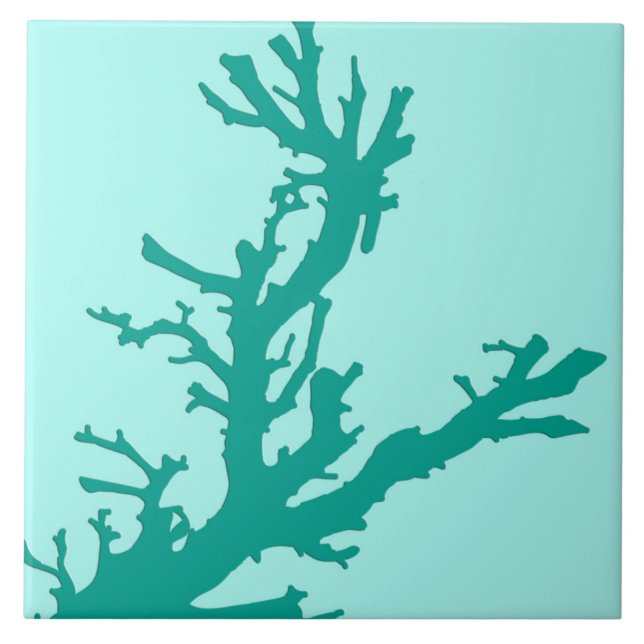 Carreau Branche de corail - turquoise et aqua (Devant)