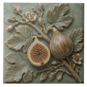 Carreau Branche de figuier antique Relief Faux Botanique