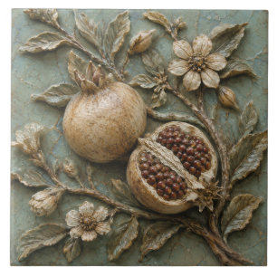 Carreau Branche de Grenade Antique Faux Relief