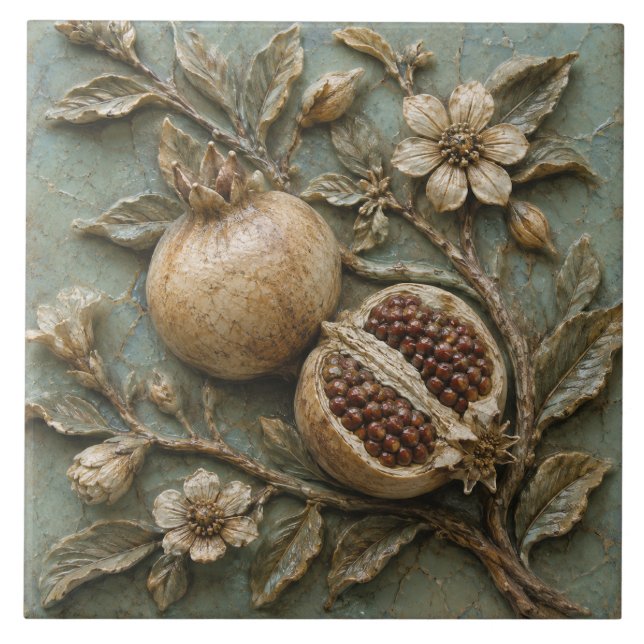 Carreau Branche de Grenade Antique Faux Relief (Devant)