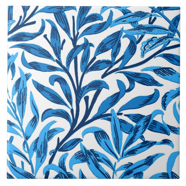 Carreau Branche de saule de William Morris, bleu de cobalt (Devant)