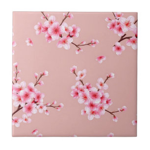 Carreau Branches de fleurs de cerisier rose motif