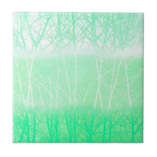Carreau Branches de Menthe Verte Brumeuse Givrée