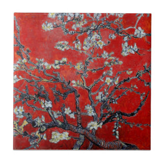 Carreau Branches de Vincent van Gogh avec le rouge de