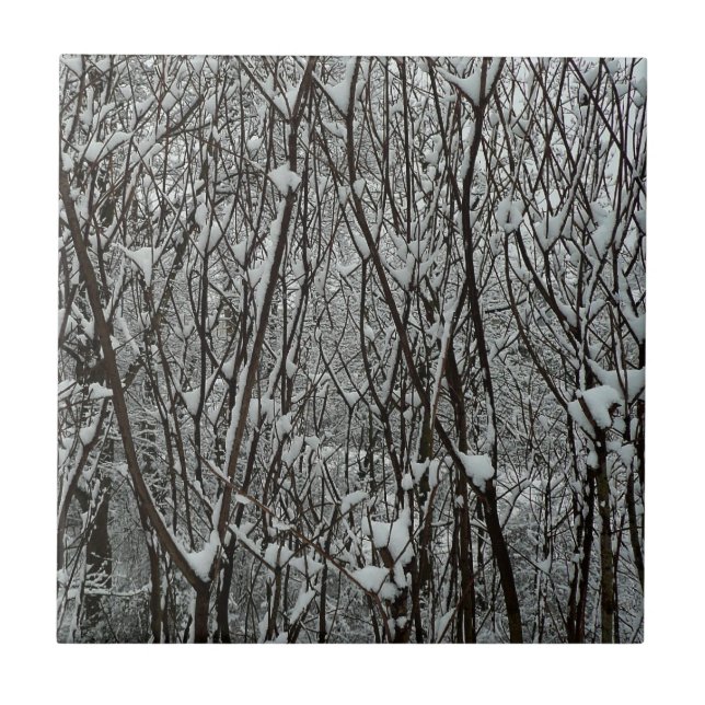 Carreau Branches enneigées Hiver Abstrait (Devant)