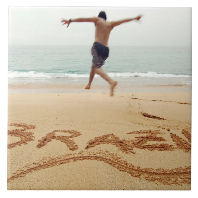 Carreau BRÉSIL. Un homme barechest en maillot de bain (Devant)