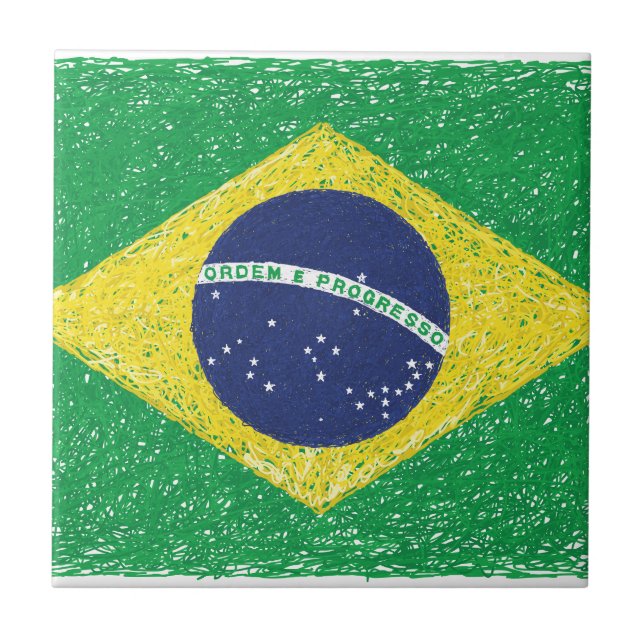 Carreau Brésilien de *Hand-sketch* de drapeau du Brésil (Devant)