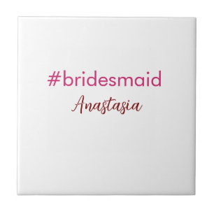 Carreau Bridesmaid hashtag rose clair ajouter nom mariée t