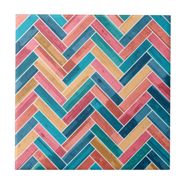 Carreau Bright Colorful Herringbone Pattern (Devant)