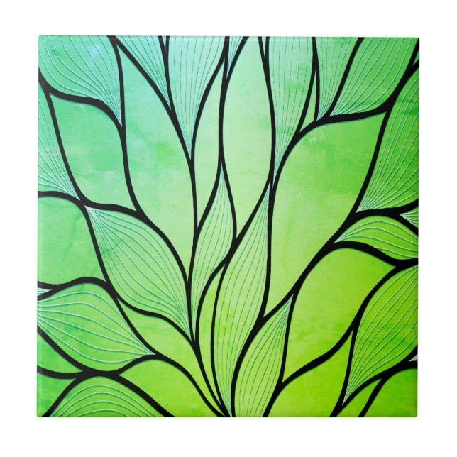 Carreau Bright Green Hues Creative Leave Motif (Devant)