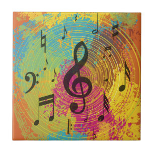 Carreau Bright Music Notes sur l'explosion des couleurs
