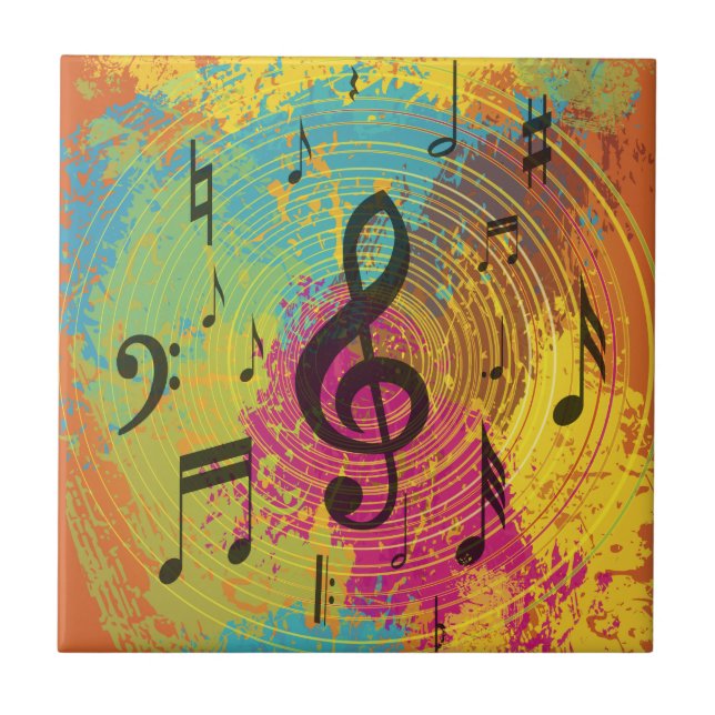 Carreau Bright Music Notes sur l'explosion des couleurs (Devant)