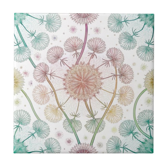 Carreau Brise de Dandelion Whimsical - Pastel Botanique (Devant)