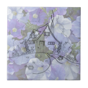 Carreau Broderie de cottage et Petunias