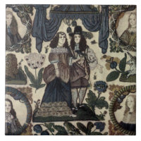 Broderie de perles Charles II et Sa Reine