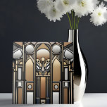 Carreau Bronze ton et Argent Art Nouveau<br><div class="desc">Les formes géométriques et les arches se fondent dans des formes plus organiques dans cette oeuvre contemporaine inspirée du mouvement Art Nouveau. Le bronze métallique et l'aspect argent est un effet numérique. Cet art a été imaginé avec de l'IA.</div>