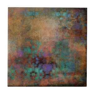 Carreau Bronze, Turquoise, violet Abstrait
