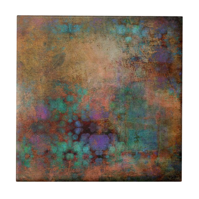 Carreau Bronze, Turquoise, violet Abstrait (Devant)