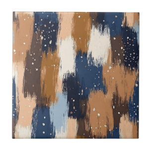 Carreau Brosses Abstraites en bleu, blanc et Brown (2)