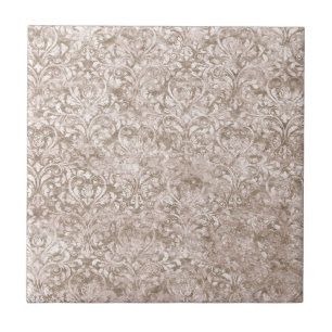 Carreau Brown Blanc Ornat Swirl Flourdir Antique Vintage