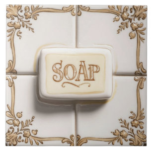 Carreau Brown Gold & White Bar de savon Funky Salle de bai