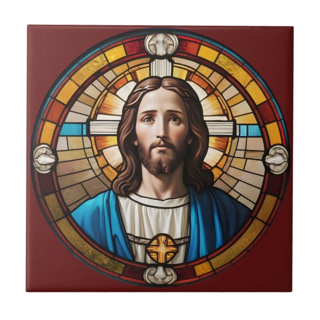 Carreau Brown Jésus Christ Circulaire Faux Verre Trait (Devant)