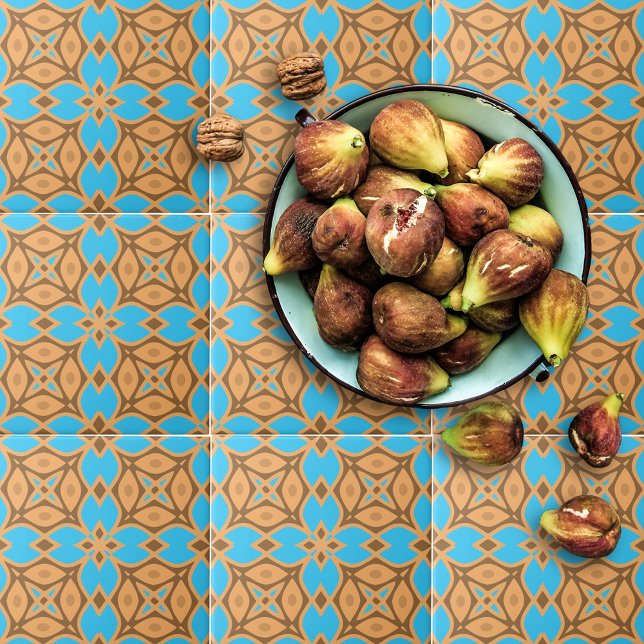 Carreau Brown ocre et Turquoise ethnique Motif Bohème (Créateur téléchargé)