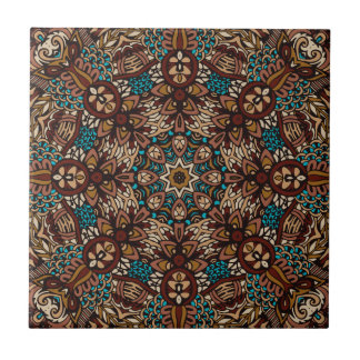 Carreau Brown, Turquoise et beige Terre Rustique Boho Mand