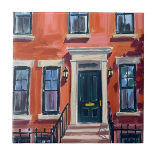 Carreau Brownstones de Boston Massachusetts Aquarelle