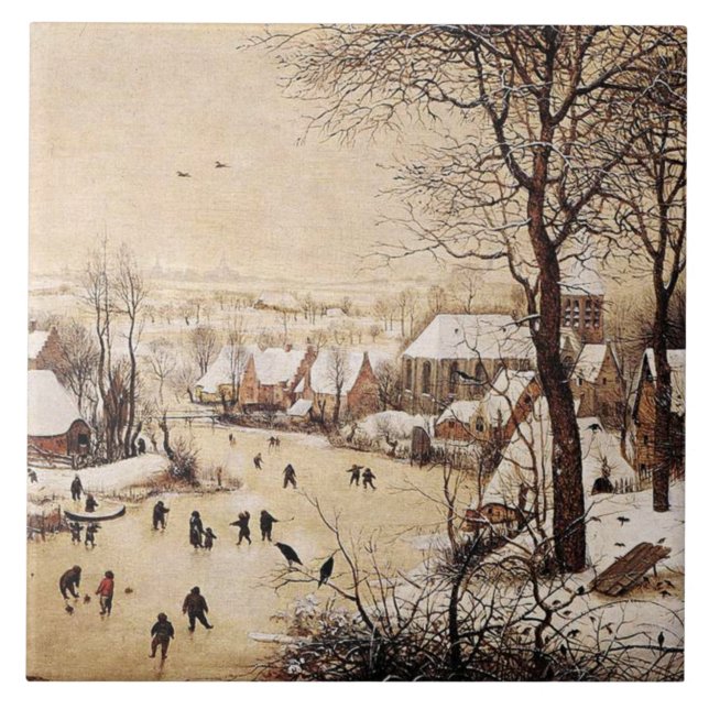 Carreau Bruegel l'Ancien - Paysage hivernal (Devant)