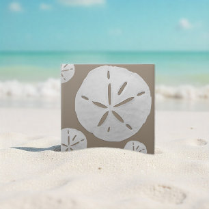 Carreau Brun beige et dollar de sable de plage tropical bl