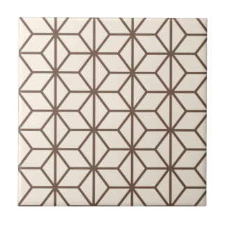 Carreau Brun et motif géométrique beige d'art déco