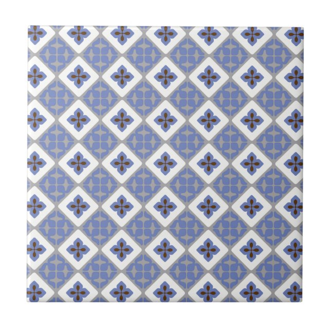 Carreau Brun lilas de gris de motif floral marocain de (Devant)