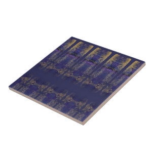 Carreau Brun violet foncé faux or glam astral moderne