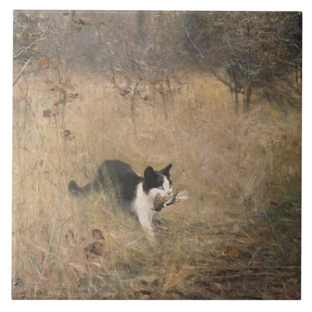 Carreau Bruno Liljefors - Chasse aux oiseaux chats (Devant)