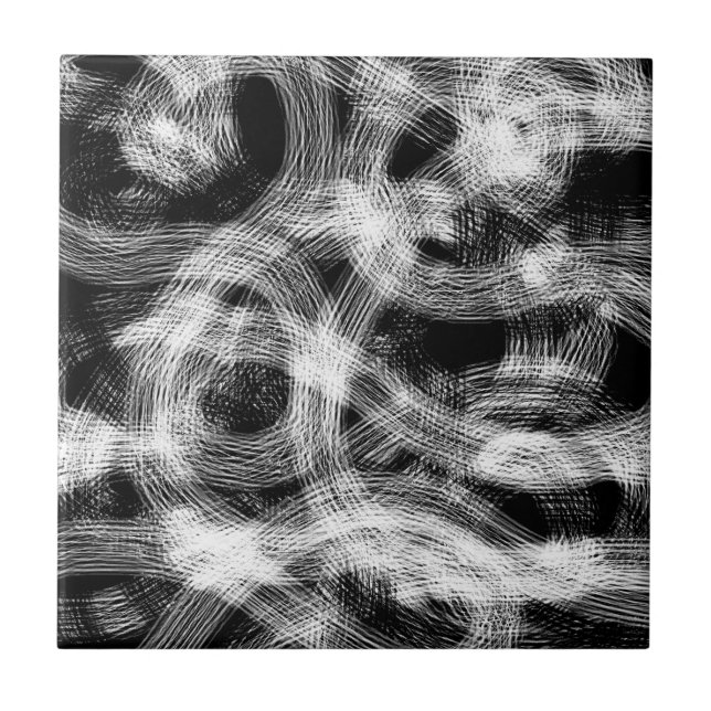 Carreau Brush Stroke noir et blanc (Devant)