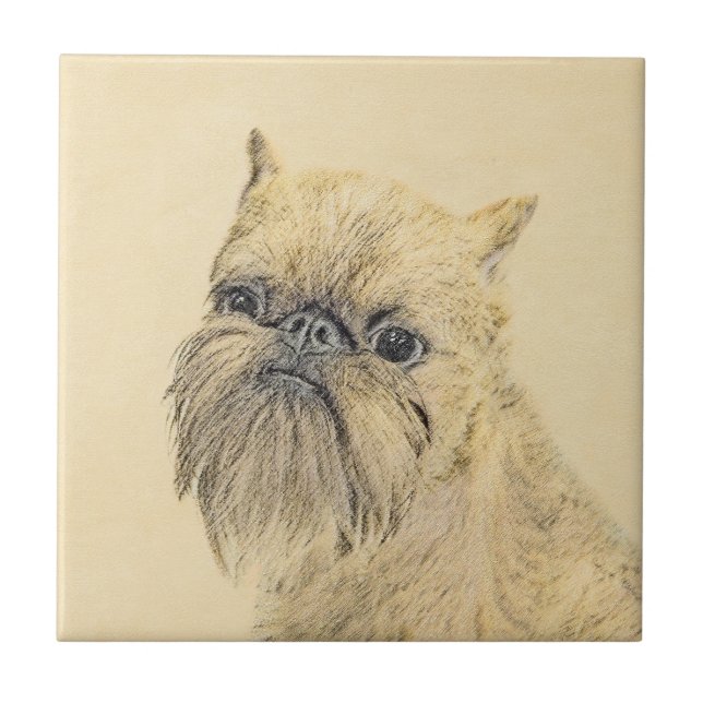 Carreau Bruxelles Griffon Peinture - Cute Original Chien A (Devant)