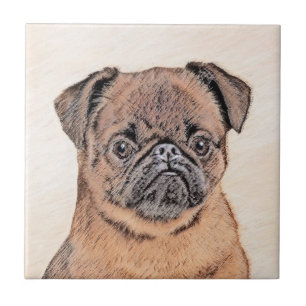 Carreau Bruxelles Griffon Smooth Painting Original Chien A